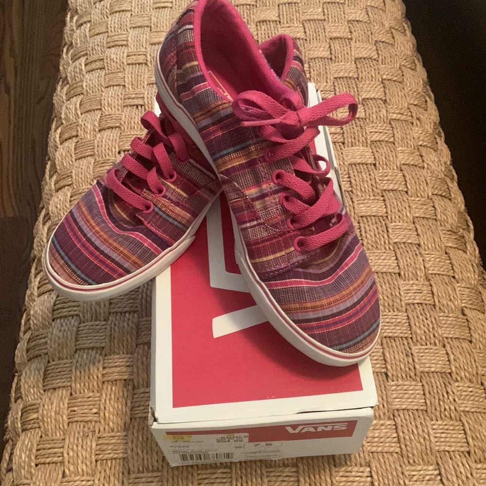 VANS 7.5 Pink/ Multi Striped Sneakers